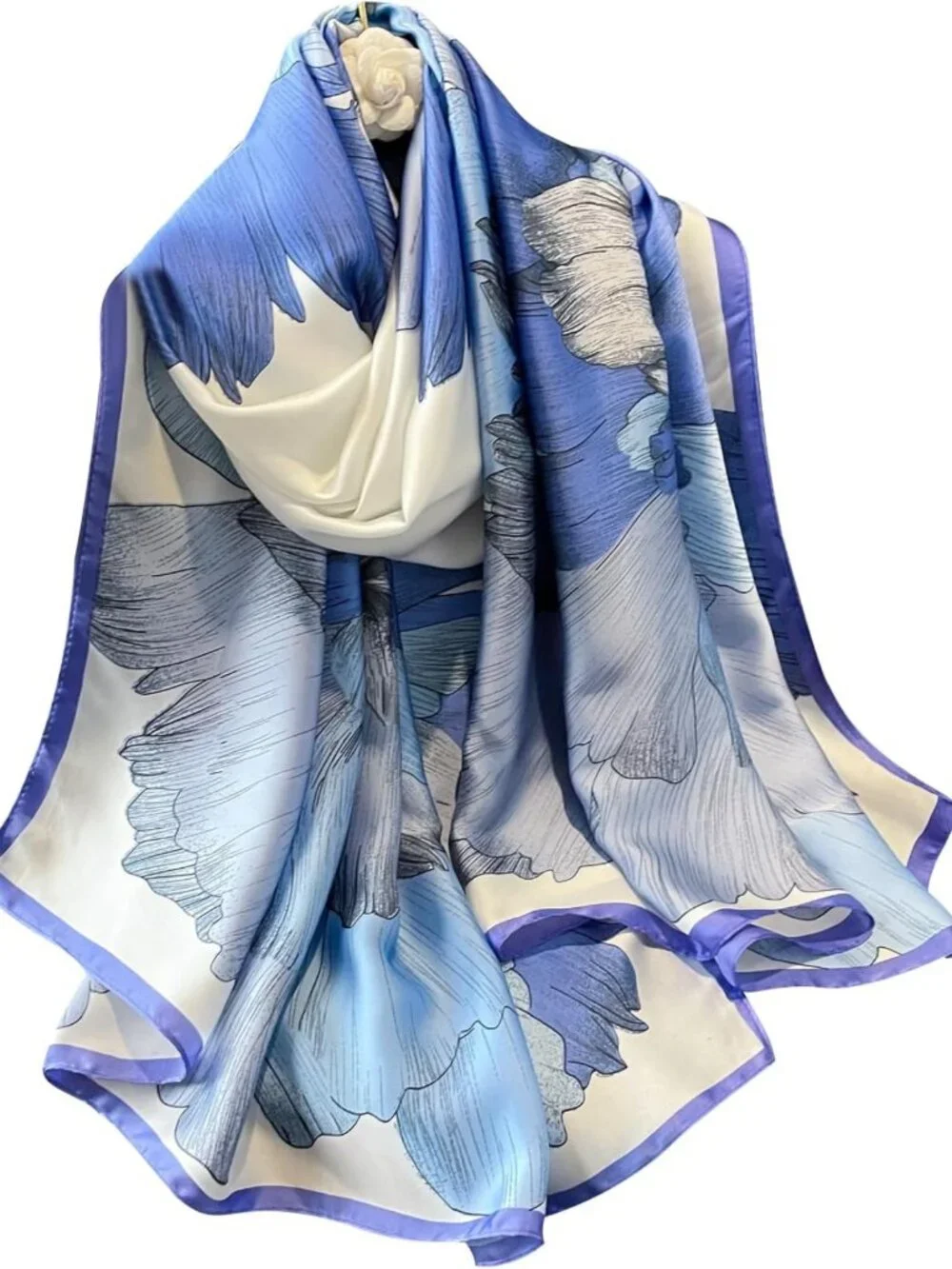 Luxury 100% Mulberry Silk Scarf - Long Lightweight Fashion Wrap for Women